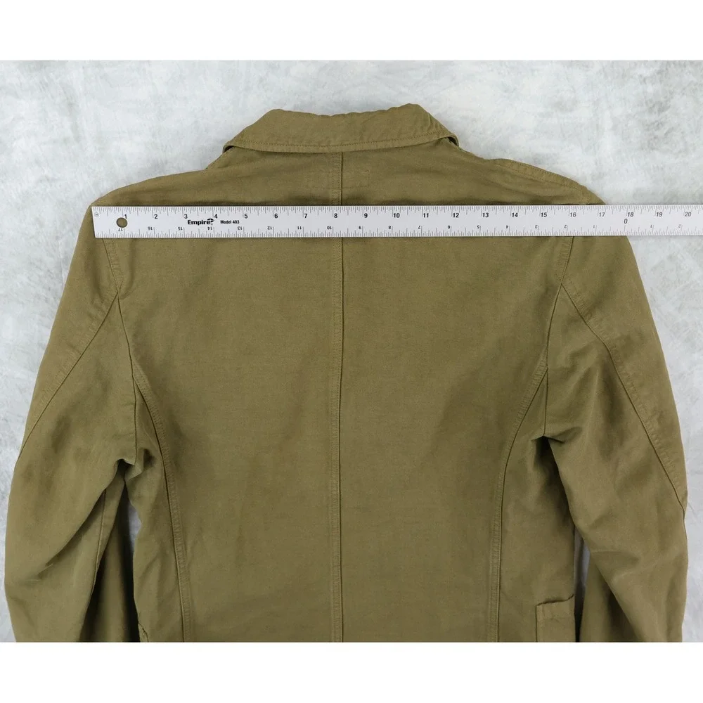 Wallace & Barnes Slim Fit Chore Blazer Mens 34S Olive Green Cotton Linen Jacket